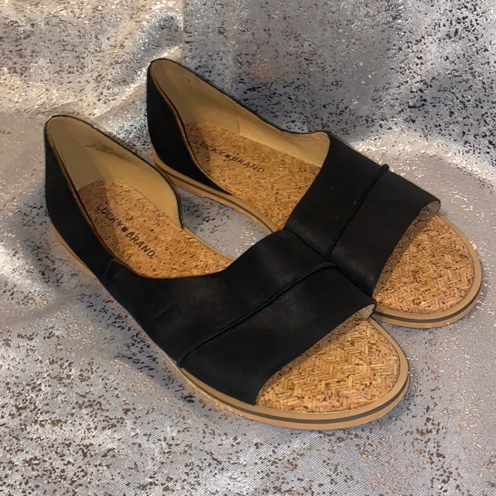 Lucky Brand open toed black flats - Fenton